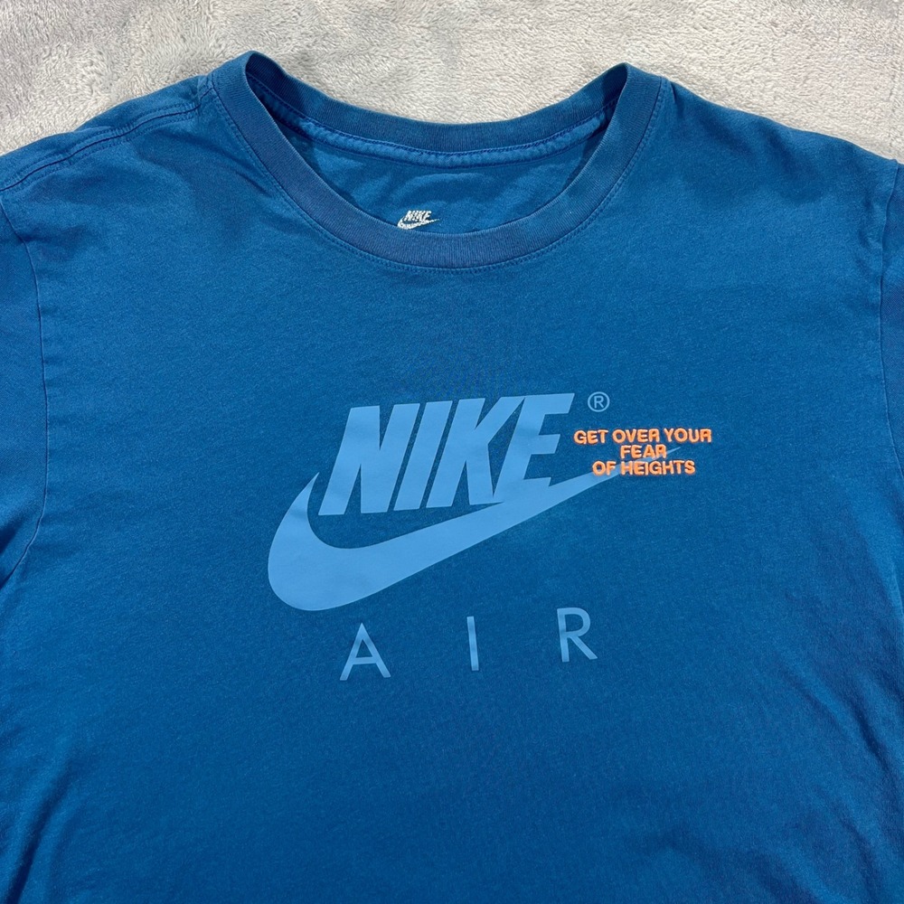 NIKE Air T-Shirt Mens Large Blue‎ Get Over Your Fear Of Heights DM6075